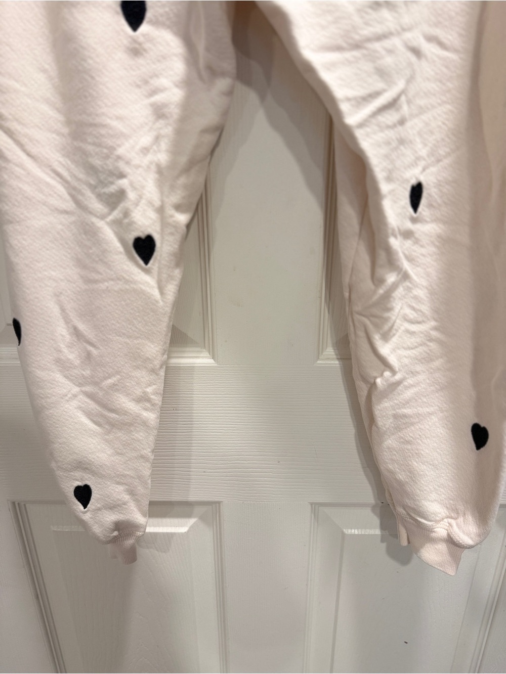 The GREAT. Heart Print Joggers Size 0 Cream Cotton Sweatpants Cozy Lounge Pants - Picture 8 of 12